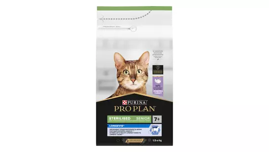 PRO PLAN Longevis Sterilised Senior 7+ Корм сух.индейка д/стерилизованных кошек ст.7л.1,5кг