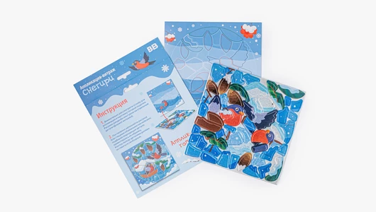 Аппликация-витраж "Снегири"