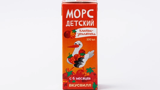 Морс детский клюква-земляника, 200 мл