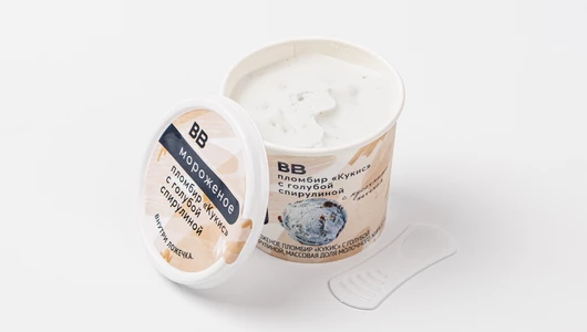 Мороженое пломбир "Кукис" с голубой спирулиной Мороженое пломбир "Кукис" с голубой спирулиной