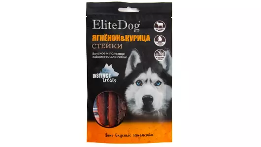 ELITEDOG INSTINCT TREATS Лакомство для собак «Стейки из ягненка и курицы», 100гр