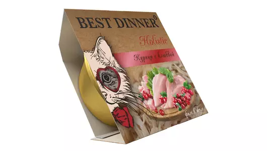 Влажный корм BEST DINNER Holistic для стерилизованных кошек, курица и клюква в желе 75гр