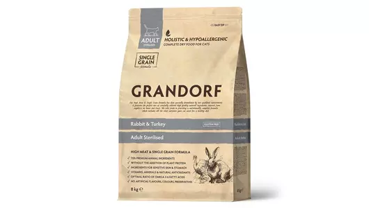 GRANDORF Adult Sterilized Rabbit&Turkey Корм сух.кролик,индейка д/стерилизованных кошек 8кг