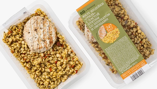 Филе индейки "Гриль" с пастой птитим со шпинатом и овощами