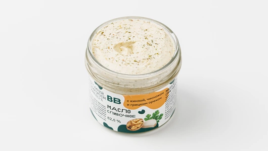 Масло сливочное с кинзой, чесноком и грецким орехом 82,5%, 125 г Масло сливочное с кинзой, чесноком и грецким орехом 82,5%, 125 г