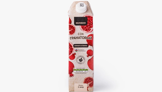 Сок гранатовый, прямого отжима, 1 л, тетра пак