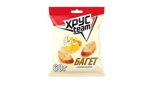 Сухарики Хрусteam Багет Сырное ассорти 60 г Сухарики Хрусteam Багет Сырное ассорти 60 г