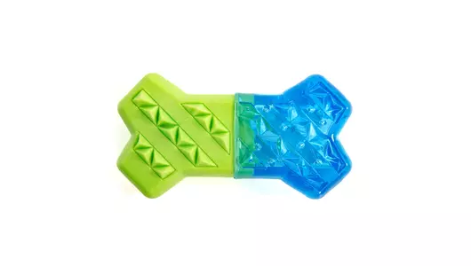 EliteDog Игрушка для собак резиновая "Кость охлаждающая", сине-зелёная, 13х7х4см