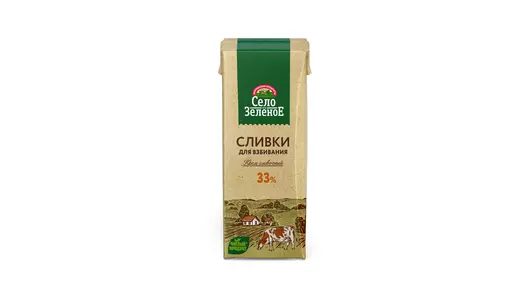 Сливки питьевые Село Зеленое для взбивания ультрапастеризованные 33% 200 г