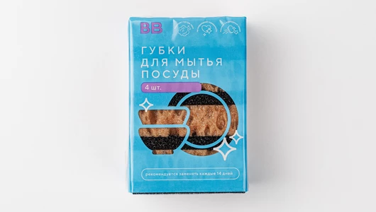 Губки для&nbsp;мытья посуды, 4 шт