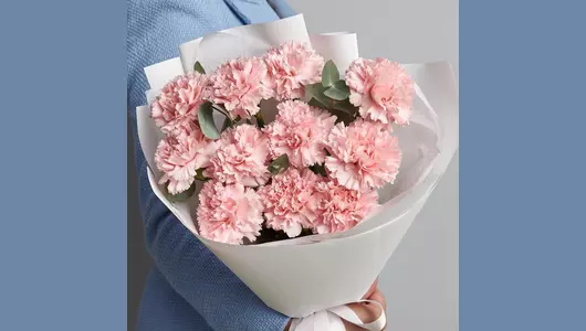 Гвоздики и&nbsp;эвкалипт в&nbsp;букете «Диана» FMART by flowwow