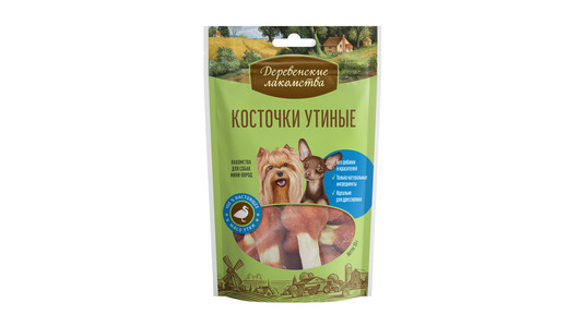 Деревенские Лакомства для собак малых пород. Косточки утиные 55гр