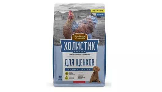 ДЕРЕВЕНСКИЕ ЛАКОМСТВА Холистик Премьер Корм сух.курица с рисом д/щенков 3кг