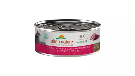 Almo Nature консервы Консервы   для кошек с курицей и печенью (HFC - Natural -  Chicken and Liver), 100г