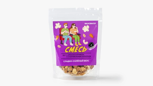 Смесь орехов в карамели с карамельном попкорном Смесь орехов в карамели с карамельном попкорном