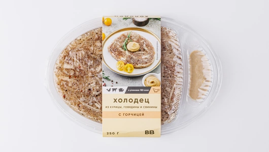 Холодец из курицы, говядины и свинины с горчицей