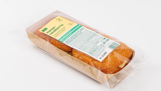 Мини-чиабатта с куриной ветчиной, омлетом и сыром (2 шт)