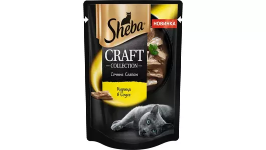 SHEBA 75гр для кошек сочные слайсы Курица в соусе Craft (пауч)