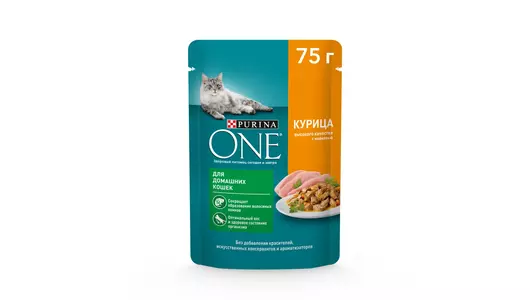 Влажный корм для кошек Purina ONE Housecat при домашнем образе жизни, в соусе с курицей и морковью, 75&nbsp;г