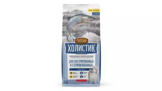 ДЕРЕВЕНСКИЕ ЛАКОМСТВА Холистик Премьер Корм сух.лосось д/стерилизованных кошек 2кг