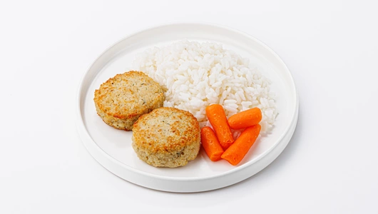 Котлетки рыбные из филе хека с рисом и морковью "мини"