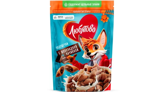 Готовый завтрак Любятово Подушечки с шоколадной начинкой 220 г