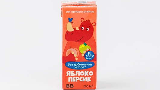 Сок детский яблоко-персик прямого отжима, 200 мл