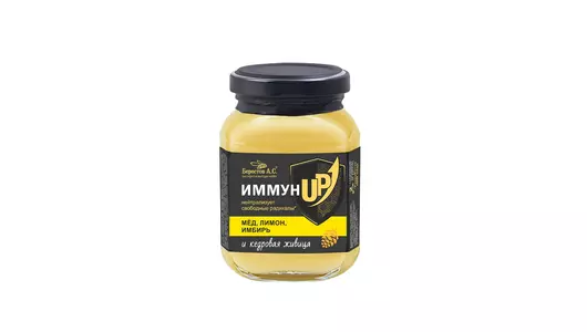 Мед Берестов А.С. цветочный Иммунап с лимоном имбирем и кедровой живицей 200 г Мед Берестов А.С. цветочный Иммунап с лимоном имбирем и кедровой живицей 200 г