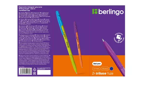 Ручка шариковая Berlingo Tribase Fuze синяя 0,7 мм цвет ассорти 1 шт