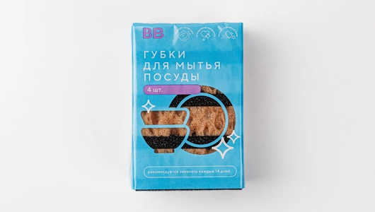 Губки для мытья посуды, 4 шт