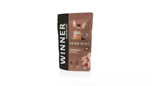 WINNER 80гр для взрослых кошек с курицей в соусе Extra Meat