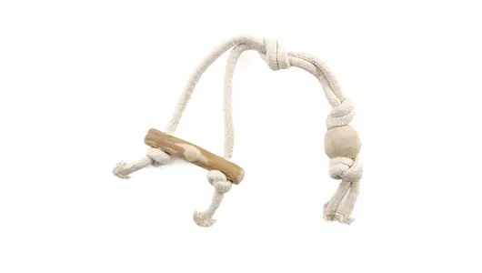 COFFEE WOOD Игрушка для собак "Палочка для перетягивания на канате с шариком" (Вьетнам)