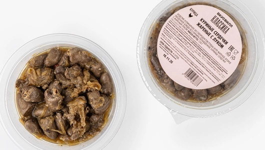 Куриные сердечки жареные с луком