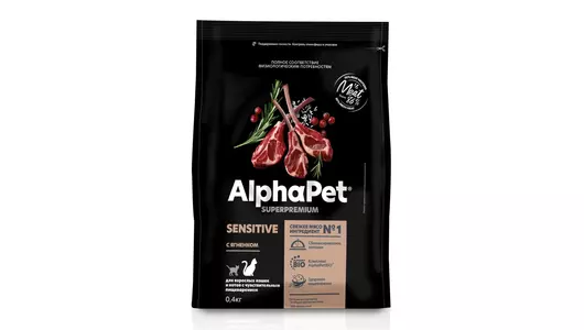 ALPHAPET Adult Sensitive Корм сух.ягненок д/кошек с чувств.пищеварением 400г