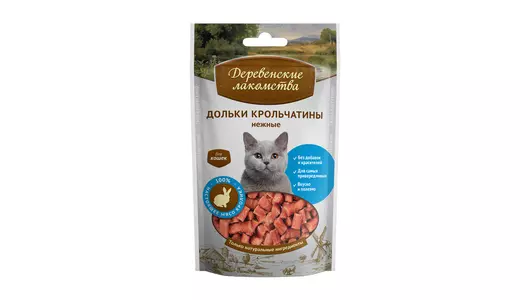 ДЕРЕВЕНСКИЕ ЛАКОМСТВА Дольки крольчатины нежные д/кошек 45г