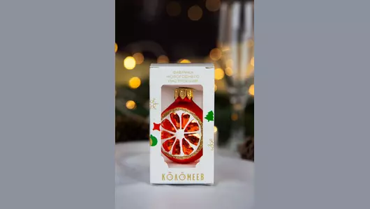 Игрушка елочная Коломеев Апельсин в&nbsp;подарочной упаковке h-6 см 1 шт