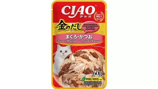 Inaba Ciao Kinnodashi влажный корм для  кошек Тунец Магуро и Тунец Кацуо, в паучах - 60&nbsp;г