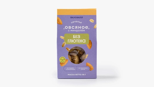 Печенье "Овсяное с миндалем" без глютена, 85г