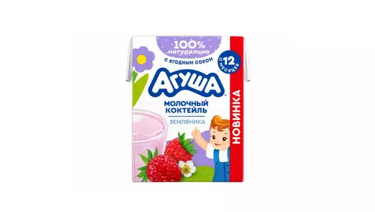 Коктейль молочный Агуша Земляника 2,0% с 12 месяцев 190 мл