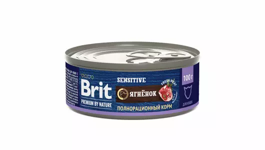 BRIT 100гр Корм для кошек с чувствительным пищеварением Premium с мясом ягнёнка
