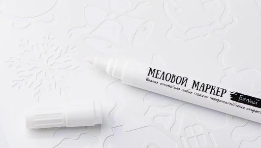 Трафарет для окон "Снежная мастерская" с меловым маркером