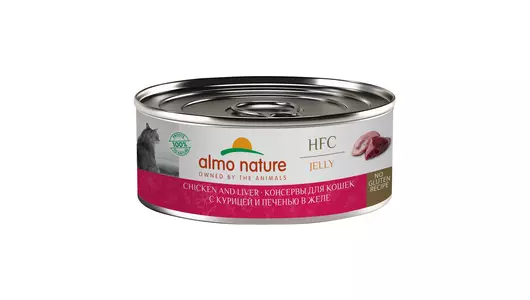 Almo Nature консервы Консервы   для кошек с курицей и печенью в желе (HFC - Jelly -  Chicken and Liver), 100г
