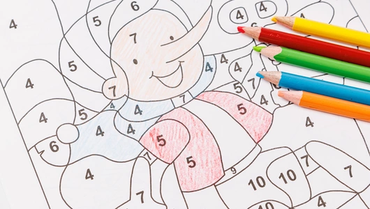 Раскраска по номерам: В гостях у сказки