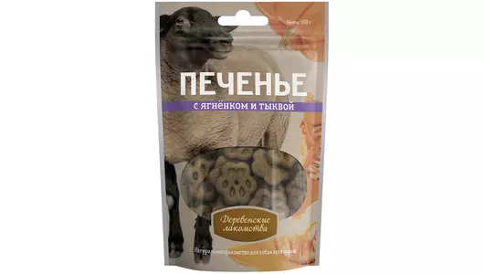 ДЕРЕВЕНСКИЕ ЛАКОМСТВА Печенье с ягненком и тыквой д/собак 100г