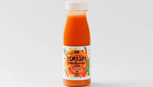 Смузи "Морковь-ананас-банан" на яблочном соке, 250 мл Смузи "Морковь-ананас-банан" на яблочном соке, 250 мл