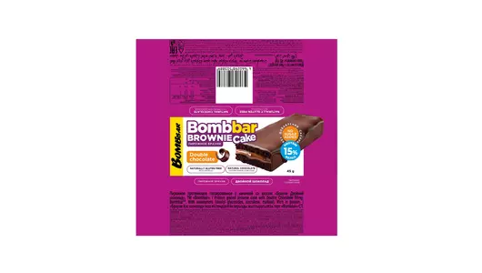 Пирожное протеиновое Bombbar глазированное со вкусом Брауни двойной шоколад 45 г