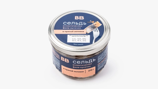 Сельдь атлантич. филе-кусочки в&nbsp;пряной заливке ст/б., 210 г