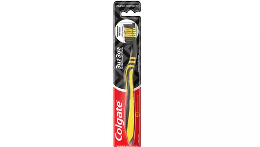 Зубная щетка Colgate ЗигЗаг Древесный уголь средней жесткости (желтая)