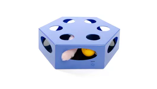 SkyRus Игрушка для кошек интерактивная "Hexagon Maze", голубая, 20.4x6.8x23см + батарейки