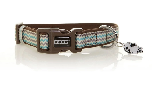 DOOG Ошейник для собак "Benji", коричнево - голубой зигзаг, M, 32-46см (Австралия)
